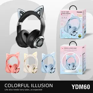 Cute Cat Ear Wireless Bluetooth  With Microphone On-Ear Headset Stereo Sound Earphones Sports Gaming Foldable  vireless Mini Keystone Correction small headphone Voice Assistant ENC head phone noise isolating in-ear noise-canceling motorcycle helmet