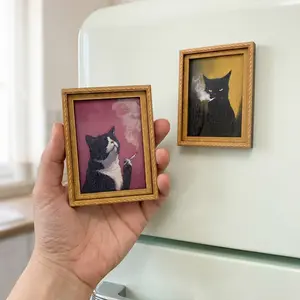 Magnetic Cat Art Fridge Magnets - Vintage Black and White Kitten Decorations, Suitable for Fridges and Lockers