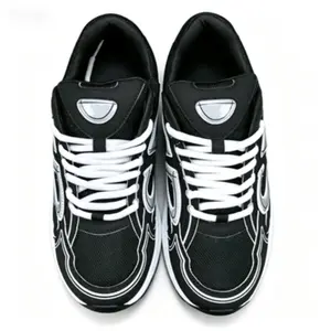 Black & White Line-Drawn Casual Basketball Sneakers - Streetwear All-Match Shoes