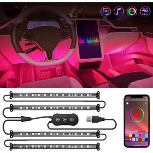 Nilight 4PCS RGB LED Interior lights 48 LEDs Dual Line USB Strip  with APP Control Music Sync diy Mode | Under Dash Footwell Ambient Lighting for Truck ATV UTV SUV | IP65 Waterproof car welcome light dealsforyoudays headliner star, Dualline, Ip65waterproo