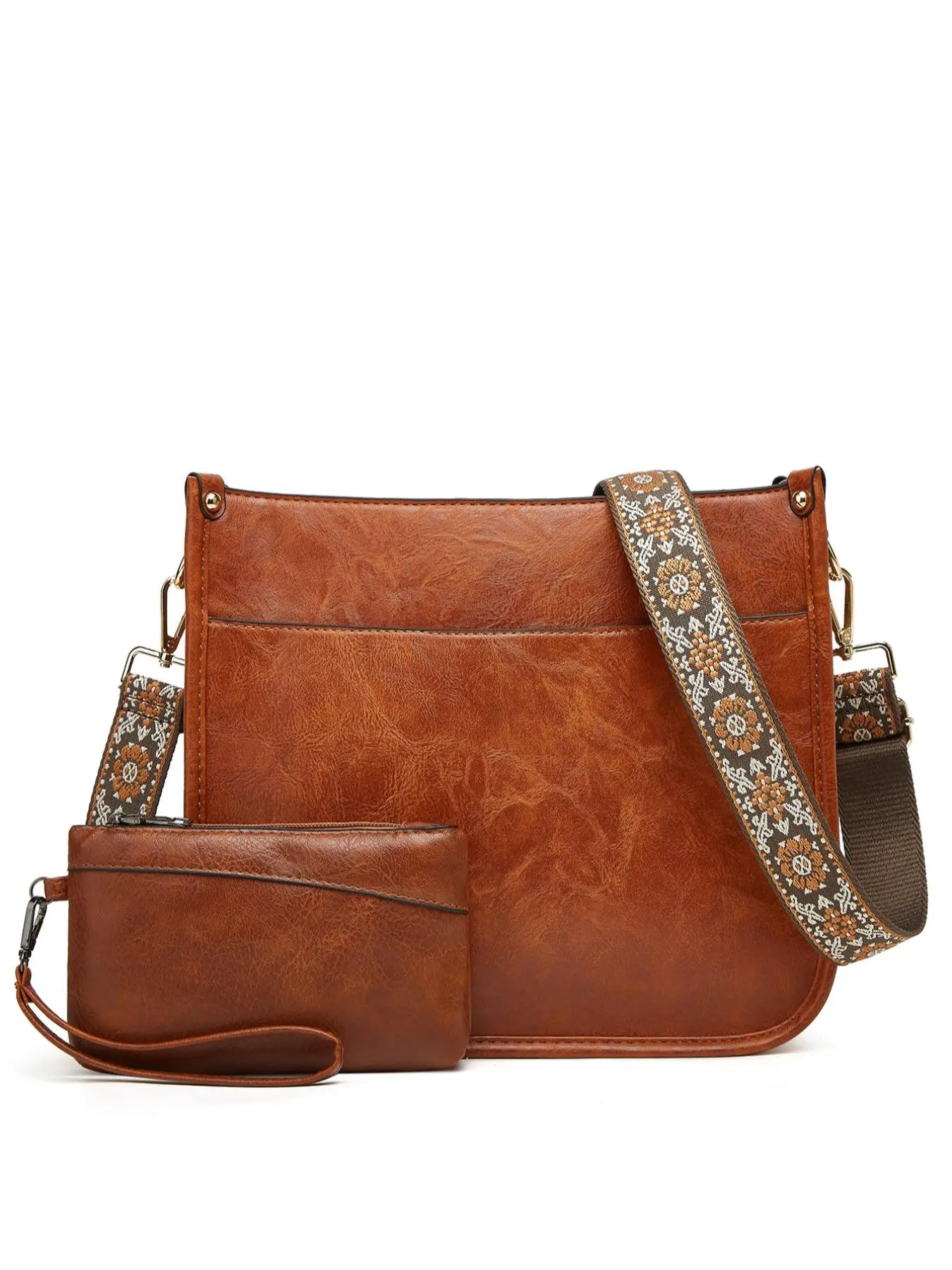 Women's Elegant Vintage Crossbody Bag & Wallet Set, Trendy Casual Minimalist Shoulder Bag Set, Fashionable Bag Set for Daily Use, Adjustable Crossbody Shoulder, Stylish Crossbody