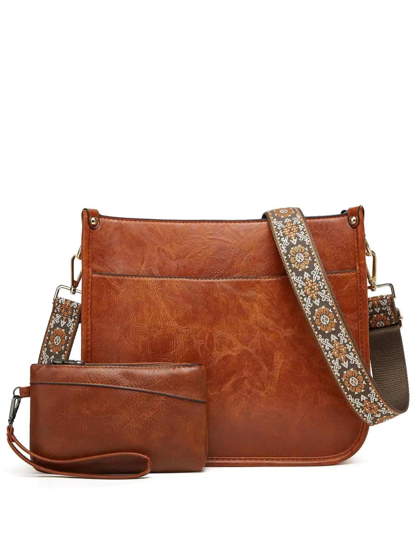 Women's Elegant Vintage Crossbody Bag & Wallet Set, Trendy Casual Minimalist Shoulder Bag Set, Fashionable Bag Set for Daily Use