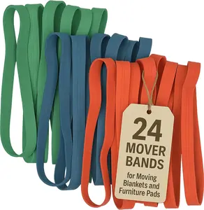 24 Pack Moving Blanket Rubber Bands - Heavy Duty  Packing Bands for Moving Blankets and Furniture - Variety of Sizes 26in, 30in & 42in - 24 Pack of Mover Bands -