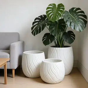 Simple Creative Ripple Resin Flower Pot, Large Diameter Home Planter, Indoor Outdoor Use, Suitable for All Seasons, Garden Lawn Care