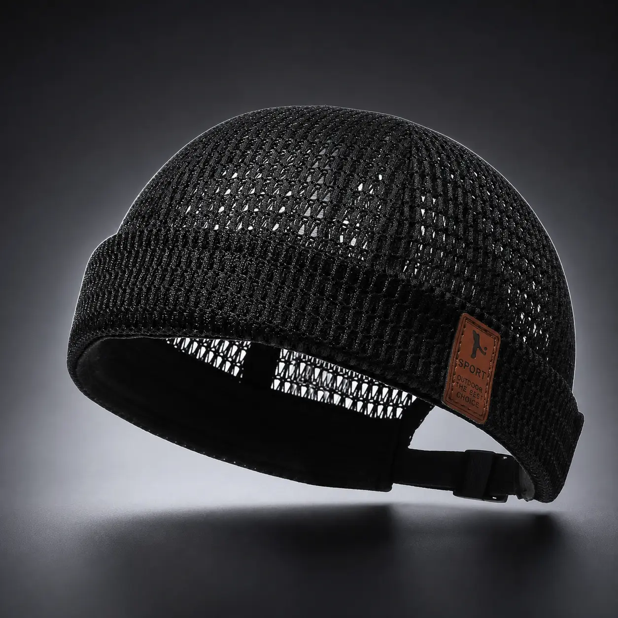Men's Structured Breathable Shaped Mesh Brimless Beanie - Adjustable Detachable Docker Cap with Ventilation Design, Non-Collapsible Fashion Accessory for Daily Outdoor Use, Mesh Fabric, Beanie Hat, Outdoor Wear, Breathable Mesh Hats