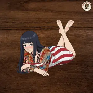 Hinata Yakuza Tattoo Beauty in USA Dress Sticker, Aesthetic Anime Vinyl for Laptop & Car Window