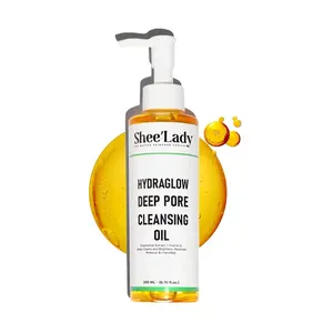 Shee'lady Hydraglow Deep Pore Cleansing Oil, 6.76 fl oz (200ml) - Korean Skin Care, Blackhead & Makeup Remover, Hydrating Oil Cleanser with Vitamin E & Grapeseed