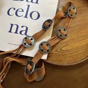 Vintage Waist Chain Indian Tassel Tribal Merry Belt Belt Simian Brown