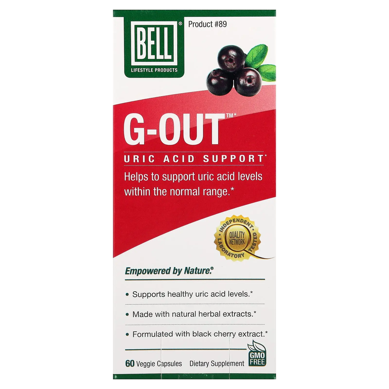 Bell Lifestyle G-Out™, Uric Acid Support, 60 Veggie Capsules
