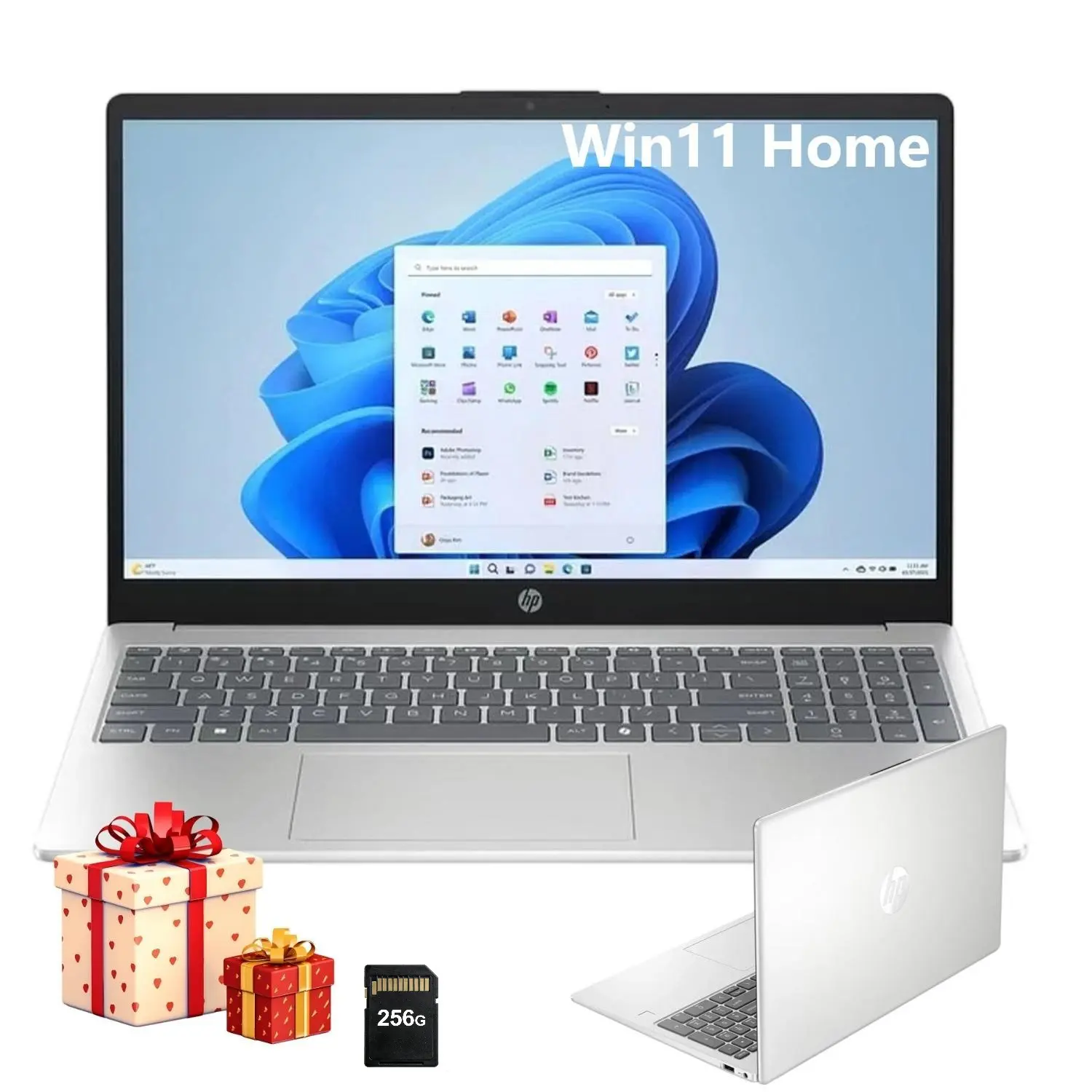 HP 2026 15.6'' Inch Laptop for Student&Business, i3-N305  Intel UHD Graphics, up to 32GB RAM, 512GB Storage, Windows 11 Home,Silver,Bundle Accessory