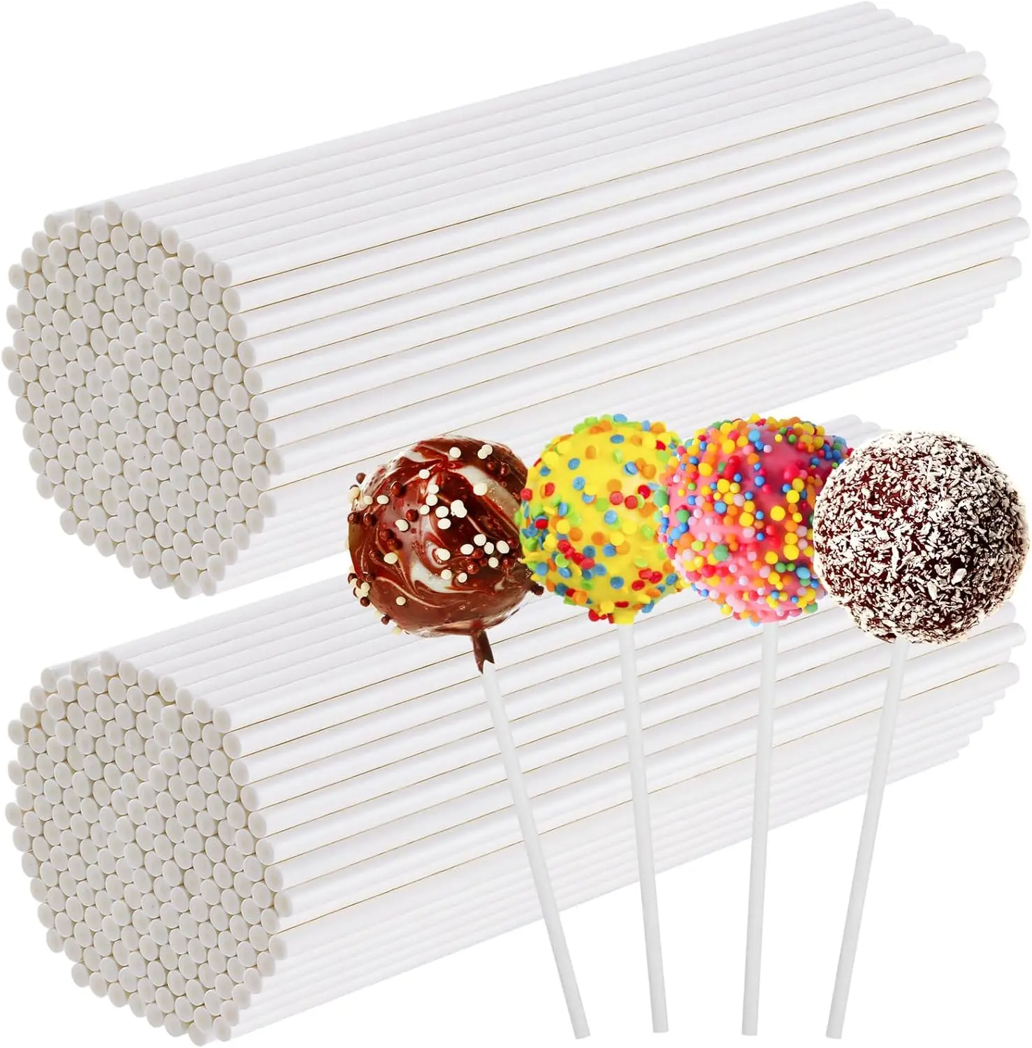 Lollipop Sticks, 200 Count 6 Inch White Cake Pop Sticks, Reusable Plastic Cake Lollipop Stick for Candy Making Accessories Ornaments Decor