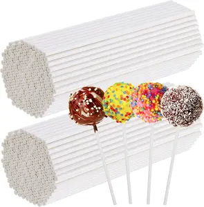 Lollipop Sticks, 200 Count 6 Inch White Cake Pop Sticks, Reusable Plastic Cake Lollipop Stick for Candy Making Accessories Ornaments Decor