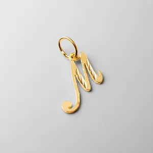 14K Gold Cursive Letter M Pendant | A-Z Pendants