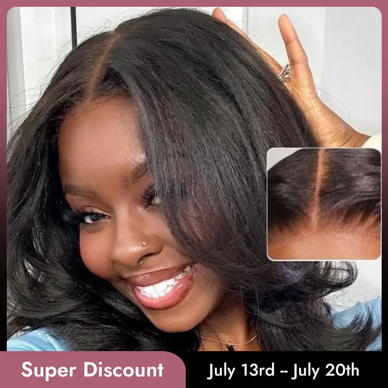 [Summer Sale] Wiggins Hair 220% Density With Drawstring Glueless Layered Cut Yaki Straight Bob Wig 7*5 Lace Closure Wigs Human Hair Ready To Go And 13*4 Lace Front Wig Pre Cut Lace Pre Plucked Beginner Friendly #weeklydeals #DealsForYouDays