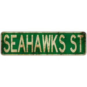 HOUVSSEN Seahawks ST Street Sign Rustic Vintage Retro Metal Decor Wall Shop Bar Fun Metal Sign 4x16 Inch Vintage Plaque Handicraft Best Gift Metal Tin Sign 8x12inch