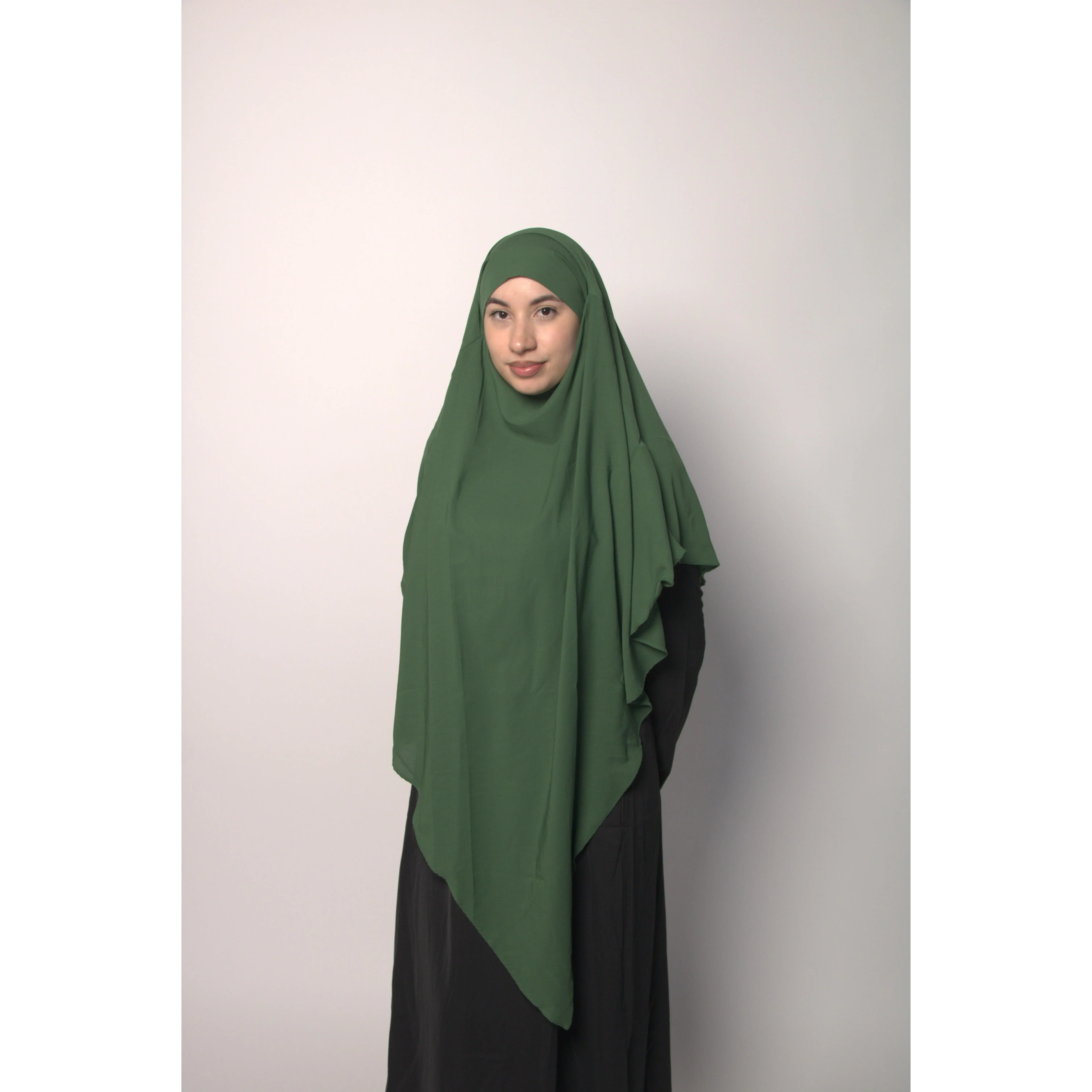 Green One-Layer Khimar – Lightweight, Flowy With Niqab Strings