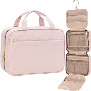 Travel Toiletry Bag for women, Portable Hanging Organizer for Travel-Sized Shampoo, Conditioner, Brushes Set, makeup Accessories, Medium Size