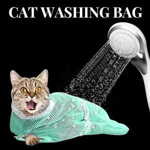 Cat Bathing Grooming Bag Green Adjustable Breathable Restraint with Anti-Bite & Scratch Features for Nail Trimming Tooth Care Injection Medicine Eye Drops Ideal for Cat Care Interactive Tug of War Soccer Ball Tunnel Tree Skirt