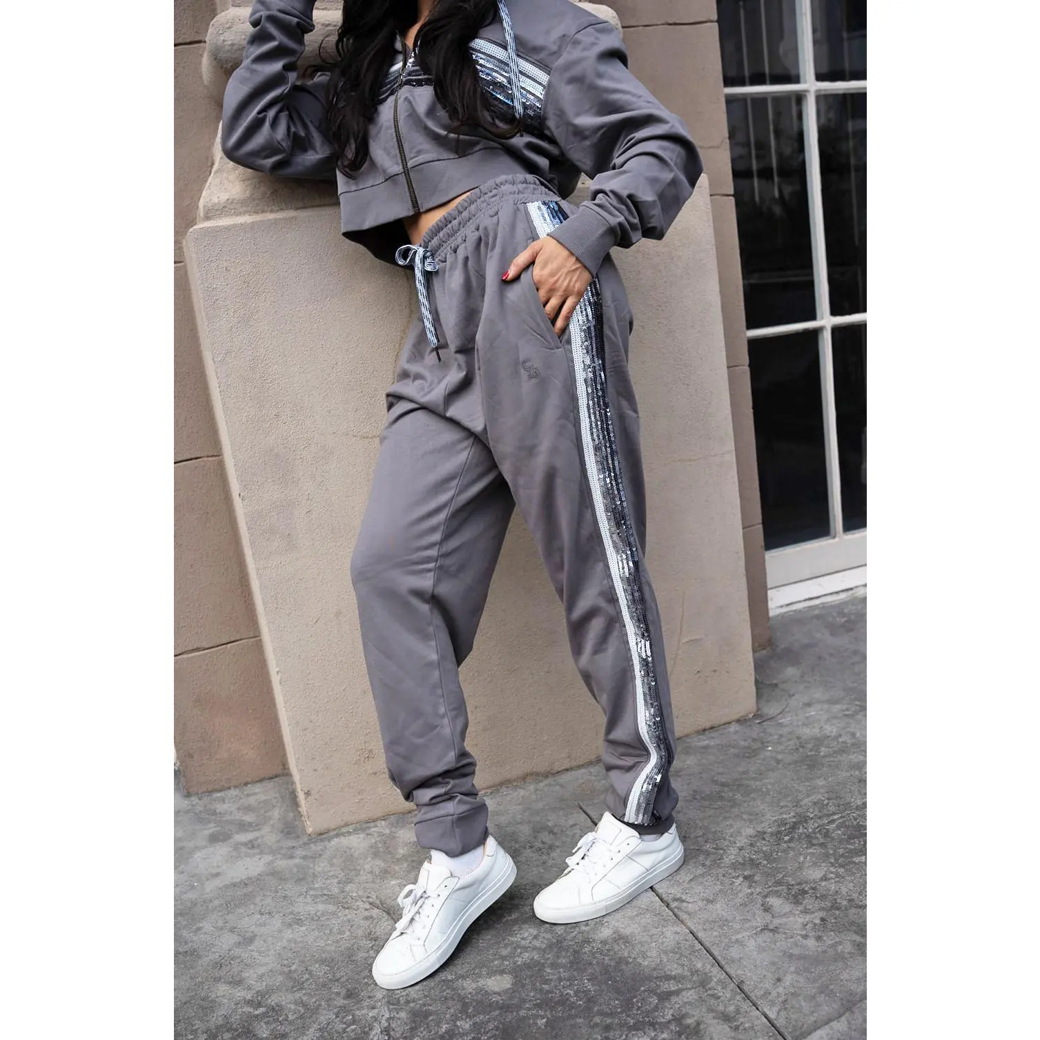 Cinder Sequin Side Stripe Joggers
