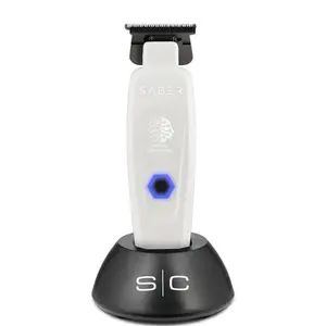 StyleCraft SABER Limited Edition WHITE Hair Trimmer with Digital Brushless Motor, 7,500 RPM, DLC X-Pro BLADE