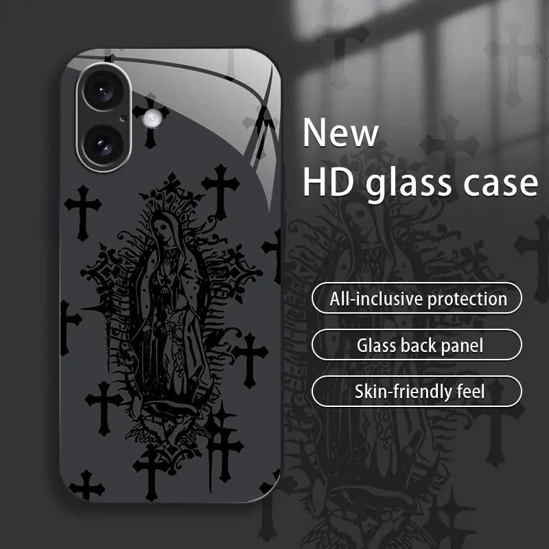 Suitable for [iPhone 16 Plus] New high-end simple environmentally friendly glass mobile phone case New business simple explosion-proof glass mobile phone case Affordable environmentally friendly anti-fall and anti-fingerprint 995