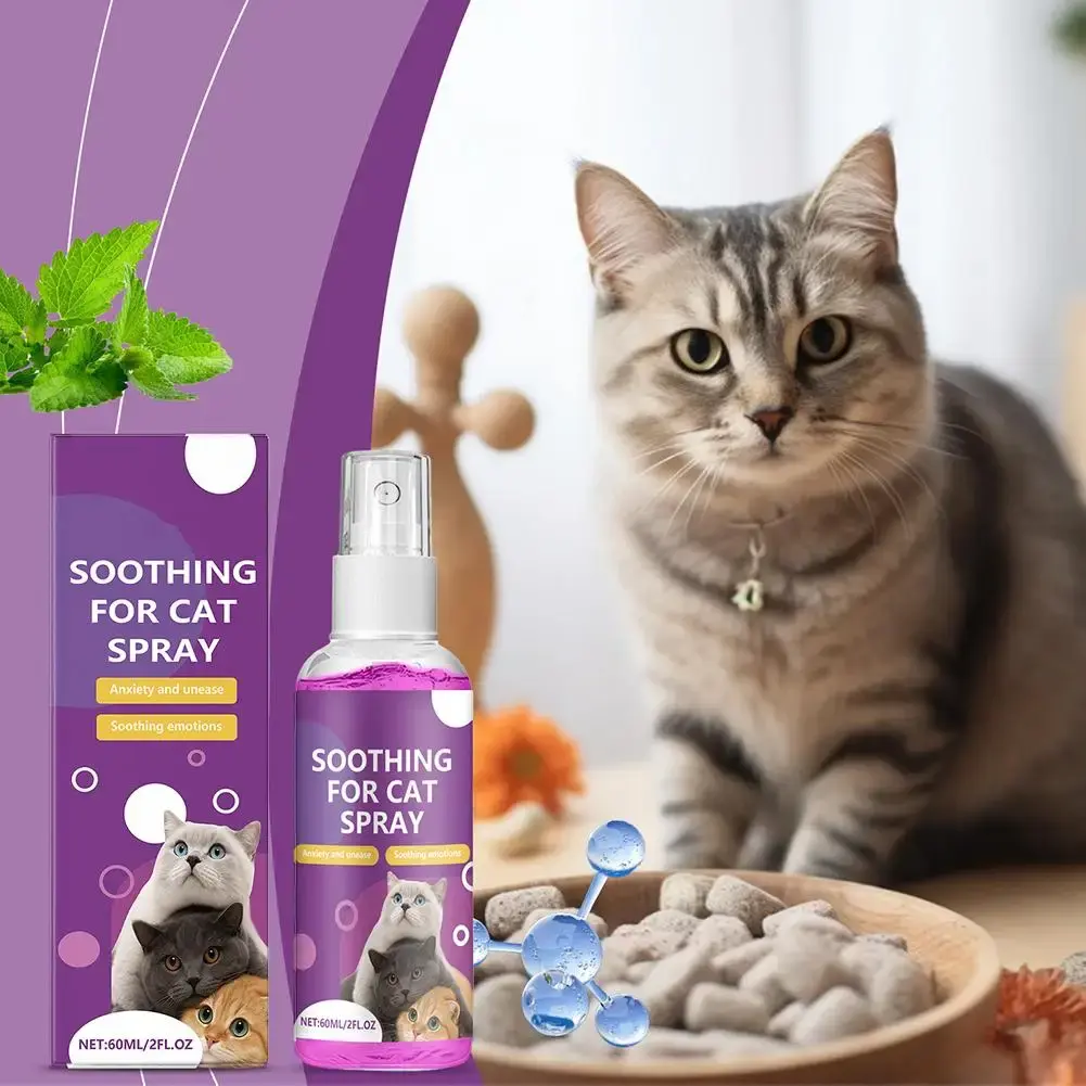 Cat Calming Spray | Pheromone Emotional Soothing Mist | Stress Relief for Felines | Non-Irritating | 60ml