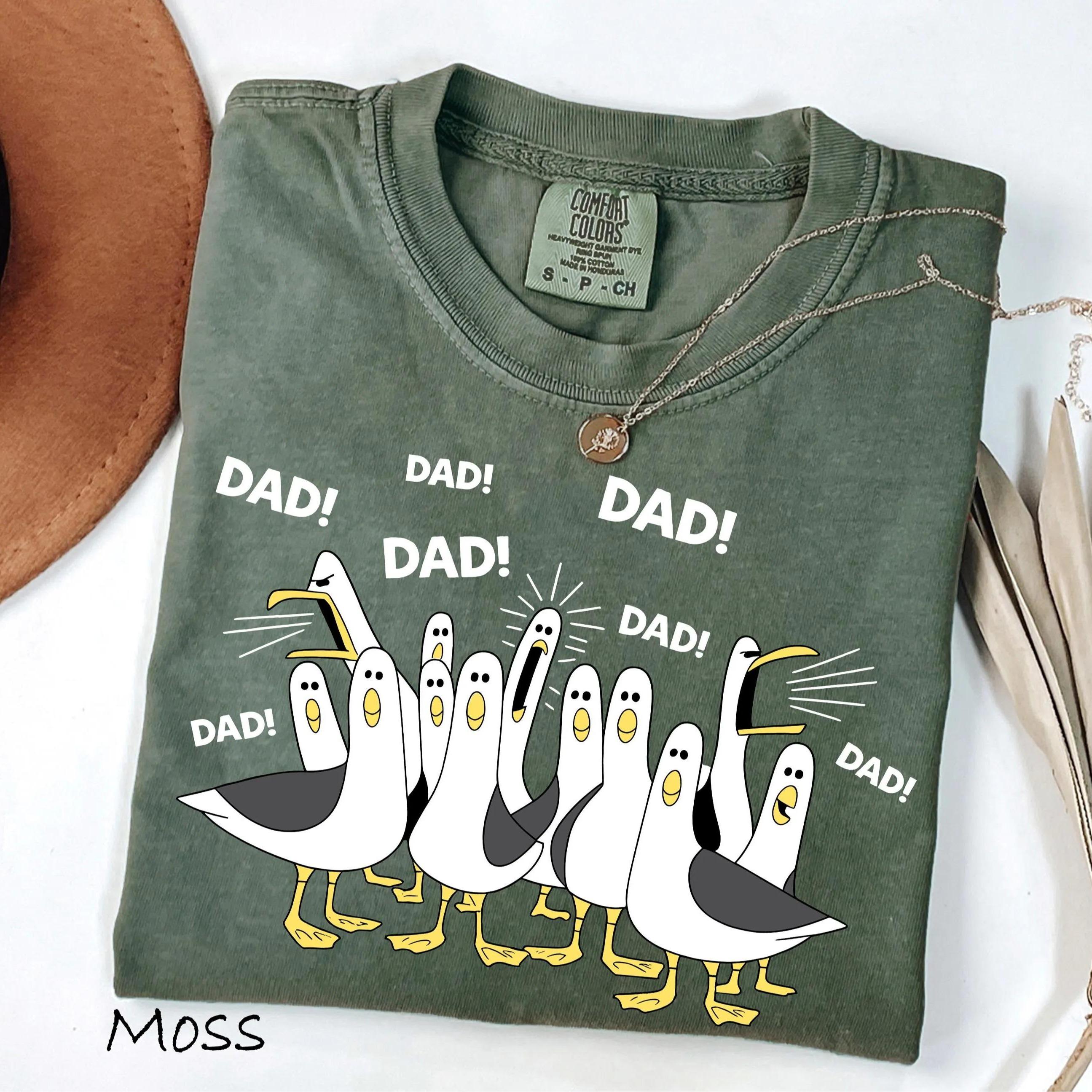 Comfort Colors Shirt 100% Cotton USA , Funny Seagull Dad T-Shirt, Dad Dad Dad Tee, Beach Coastal Dad Shirt, Father’s Day Gift for Dad, Bird Lover Graphic Tee