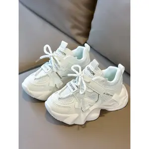 Breathable Mesh Kids Dad Shoes with Buckle, Thick Sole, Soft Comfort, Cute Toddler Daily Wear, Versatile Street Style, Casual Trainers