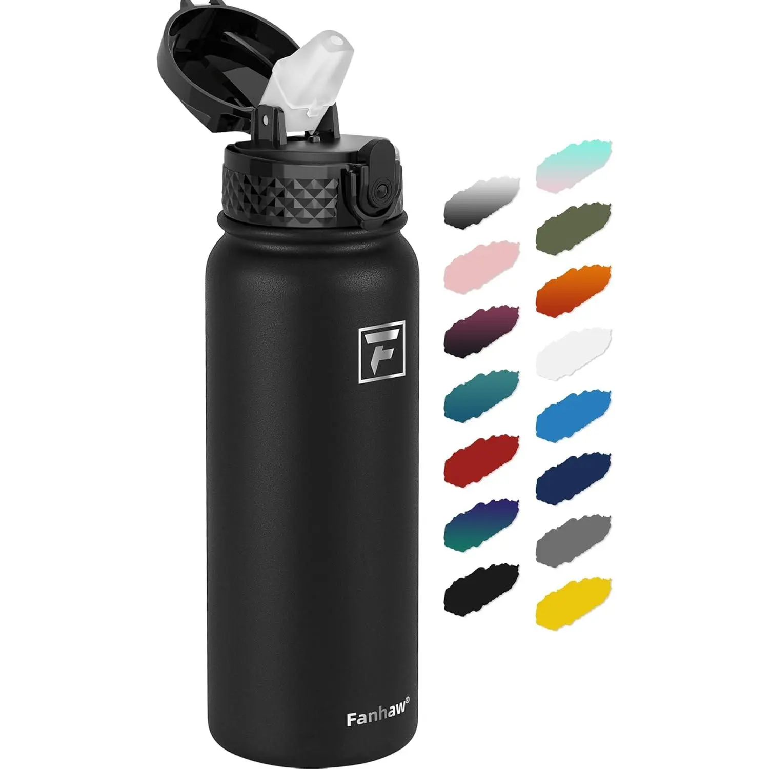 20oz Solid Stainless Steel Insulated Tumbler, Portable Stylish Safe Kids Water Bottle with Leakproof Anti-Dust Straw Lid, Back to School Essential (Black)