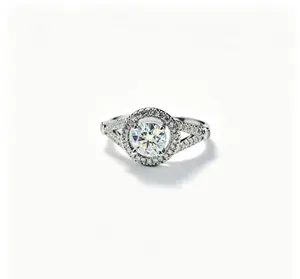 SKU J-010—Vintage double halo moissanite ring | 0.8 ct center sparkle