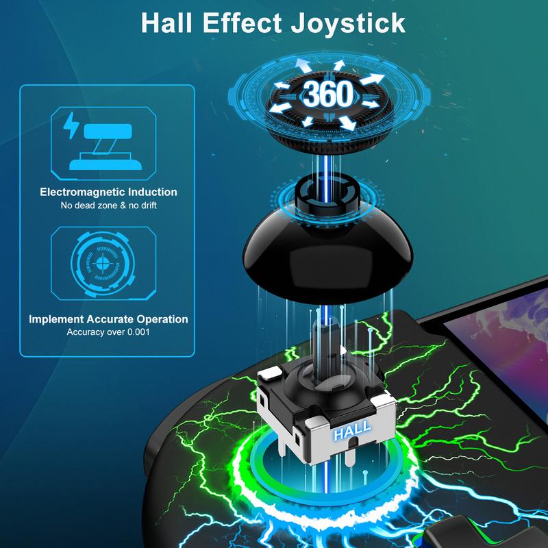 Hall Effect Joystick Switch-Controller for Nintendo Switch/OLED,One-Piece-Joypad-Controller Replacement for Wireless Switch Joycon Controller with 9 Color Lights, Ergonomic Handheld Mode/Programmable