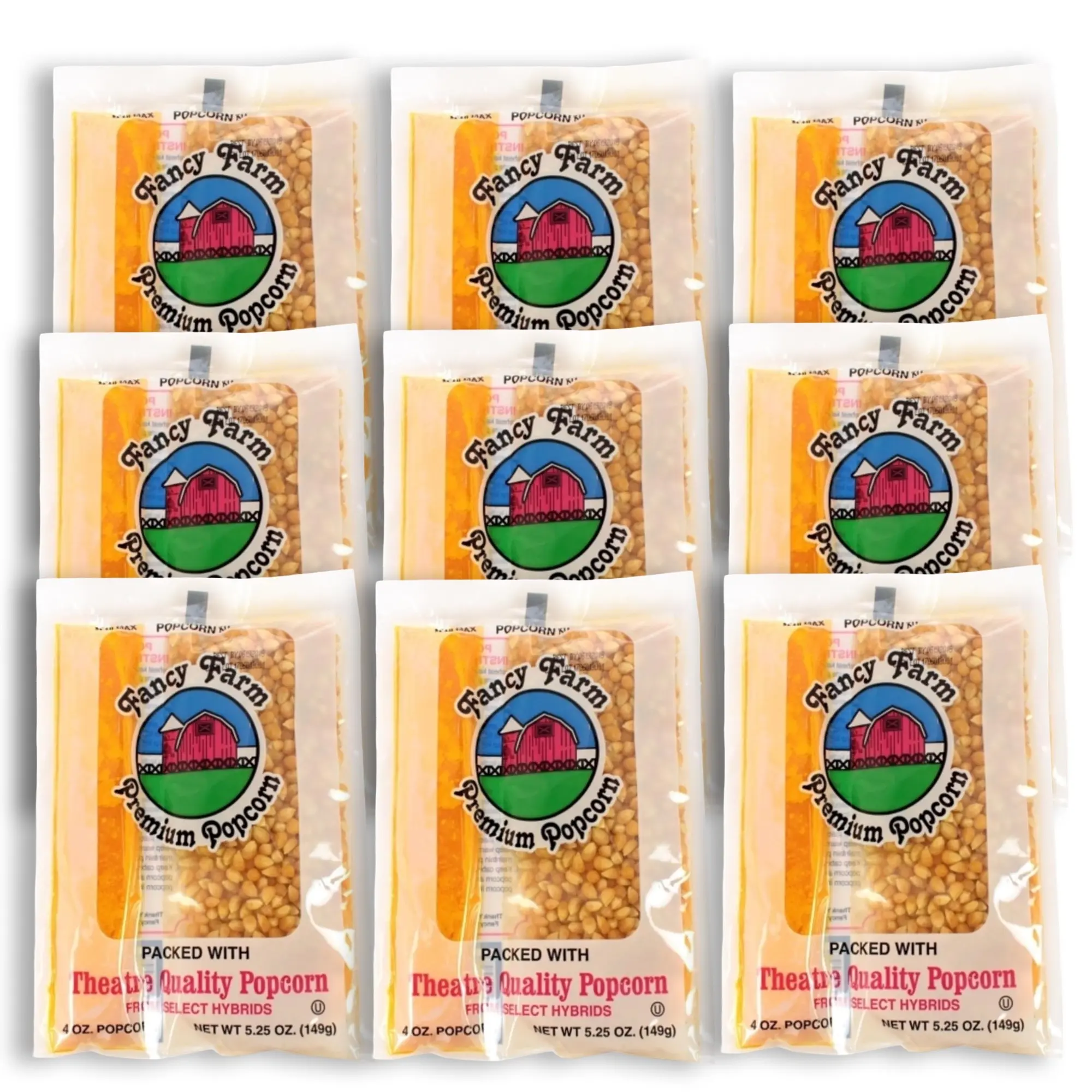 Fancy Farms At-Home Premium Popcorn Popping Kit, 5.3 Oz, Perfect Portion, 9 Bags