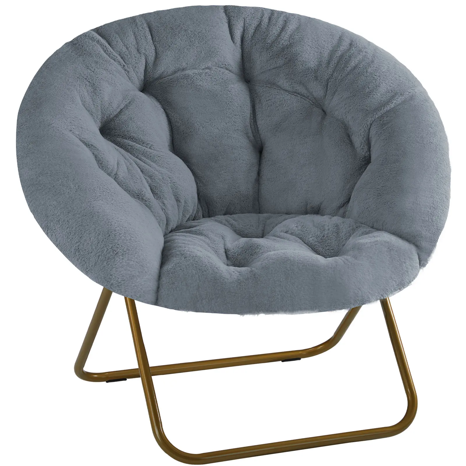 FurniChic Haven Comfortable Disc Chairs Faux Fur Furniture for Adults in Bedroom or Living Room