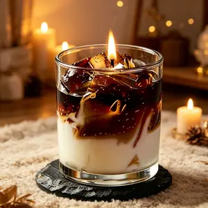 Ice Coffee Latte Scented Candle, Ice Cube Shape Jelly Wax Candle, Home Decor & Gift Idea, Perfect for Aesthetic Ambiance