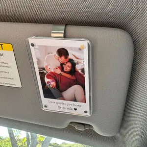Acrylic Magnetic Car Photo Frames - 2 Sets Personalized Car Accessories for Family or Personal Photos - Car Sunshade Clips Included wall decor bedroom decor