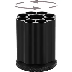 Rotating Revolver Pen Holder,  Cylinder Pen Holders, Favorite Pencil Holder and  Stationery Supplies (Black)