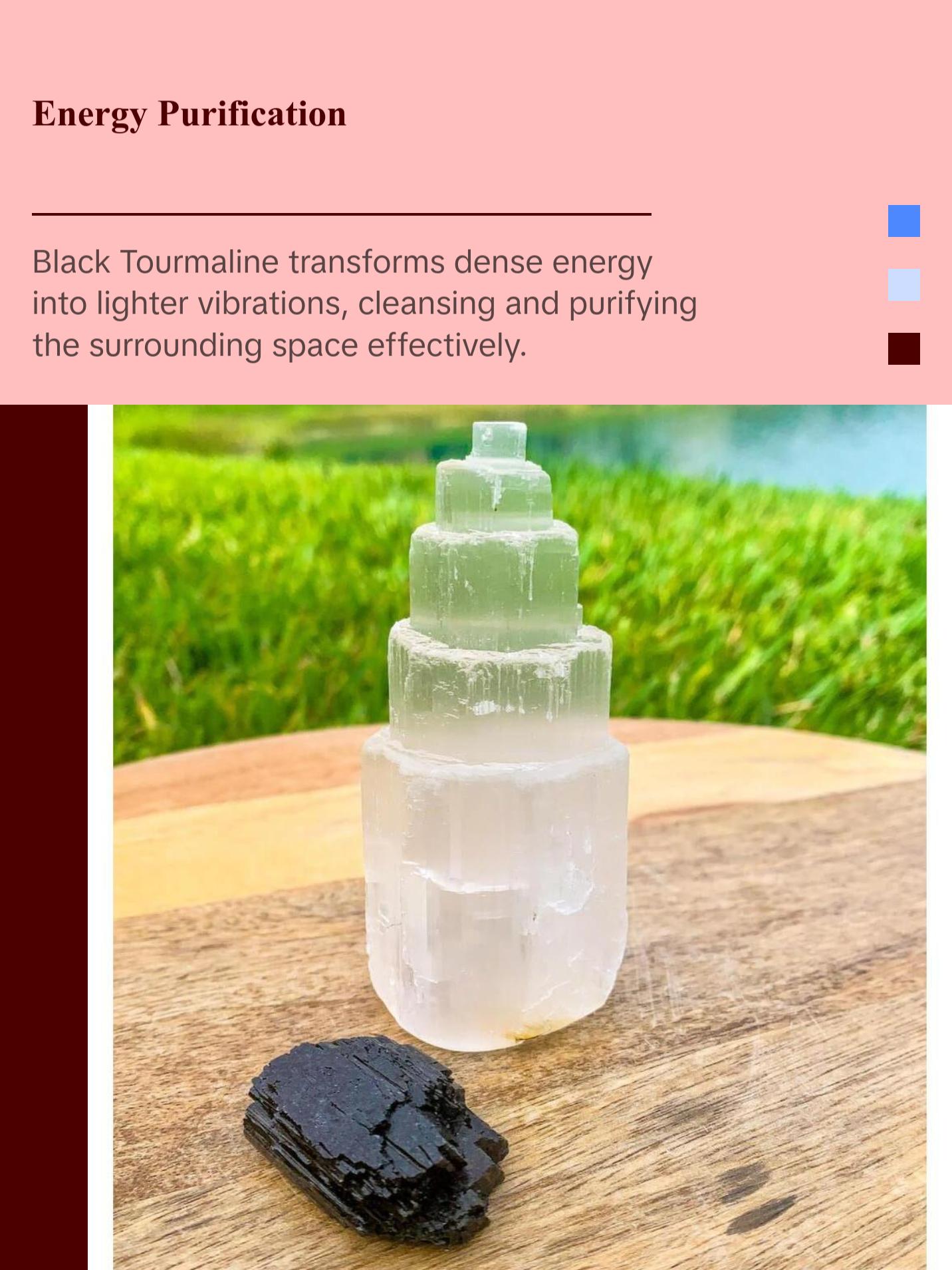 Raw Selenite Tower and Black Tourmaline Raw - Protection Bundle