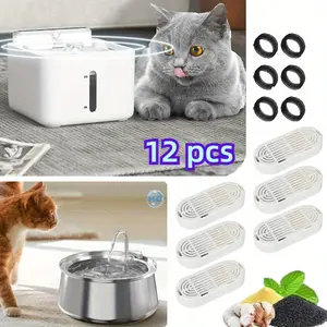 6PCS Cat Water Fountain Filters,6 Pack Replacement Filters Replacement Pre-Filter Sponges for Stainless Steel Pet Fountain, Fountain Carbon Filters for Dog Water Dispenser Bowl