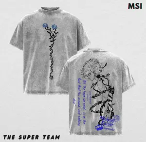 Michael Kaiser Blue lock Anime Double Printed Vintage Washed Tee Unisex Oversize Anime Manga Washed Heavyweight Cotton T-shirt