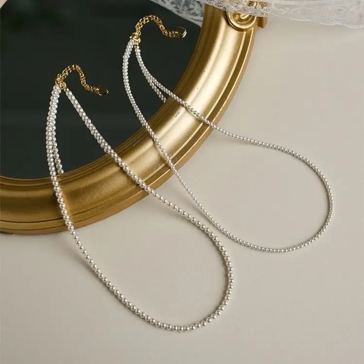 【FN04】Elegant AAA White freshwater pearl Necklace ( 3-4mm ) Anniversary Birthday Engagement Wedding