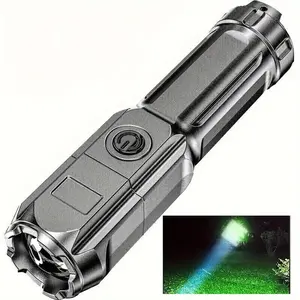 1pc ultra bright variable focus flashlight - portable, USB rechargeable, used for outdoor camping, fishing, hunting, mountaineering, hiking, emergency repair with telescopic variable focus light, multifunctional flashlight (including battery)