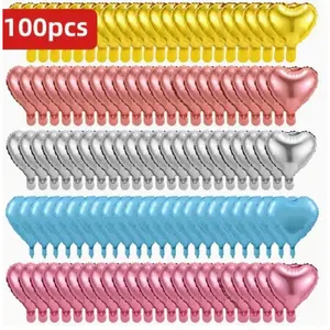 100Pcs Heart Balloons 5inch Heart Shape Foil Balloons Love Balloon Valentine Balloon for Birthday Party Wedding Engagement Party Shower Valentine Day Decorations - Home Improvement.