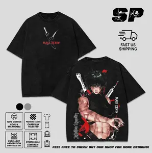 Jujutsu Kaisen Maki Zenin Scars Washed Hoodies, Tees, Sweatshirt, Tanktop Double-Sided Print Vintage Anime Streetwear Graphic Retro Shirt Men Women