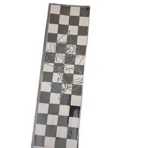 Midnight Rose Bookmark with Elegant Checkerboard Design and Detailed Floral Artwork for Book Lovers