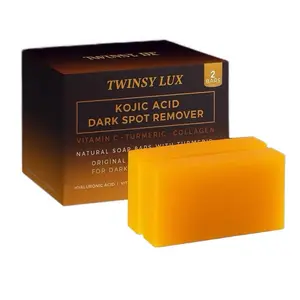 TWINSY LUX Kojic Acid Dark Spot Remover Soap Bars with Vitamin C Retinol Collagen Turmeric 100g Each 2 Pack Original Japanese Formula Hyaluronic Body Care