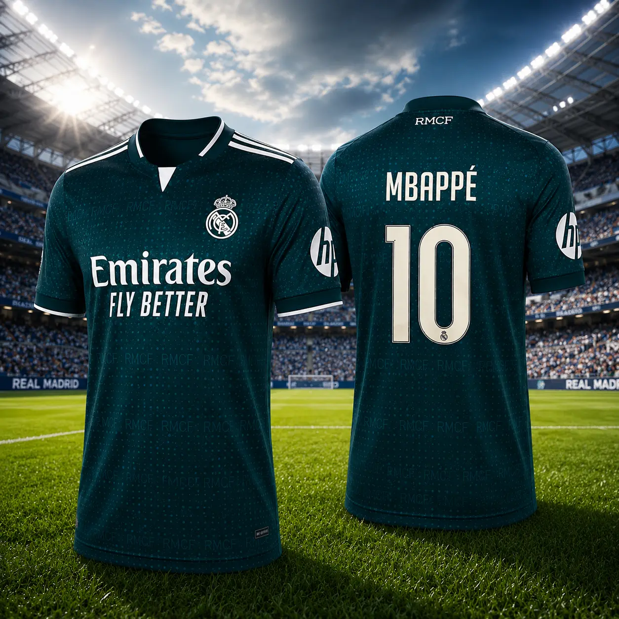 Real Madrid Soccer Jersey 2026/27, Mbappe #10 Green Football Shirt, Unisex Fan Jersey, Breathable Quick Dry Athletic Sportswear, Match Day Soccer Top