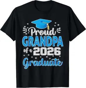 100% Cotton Proud Grandpa of a Class of 2026 Graduate Senior 2026 T-Shirt