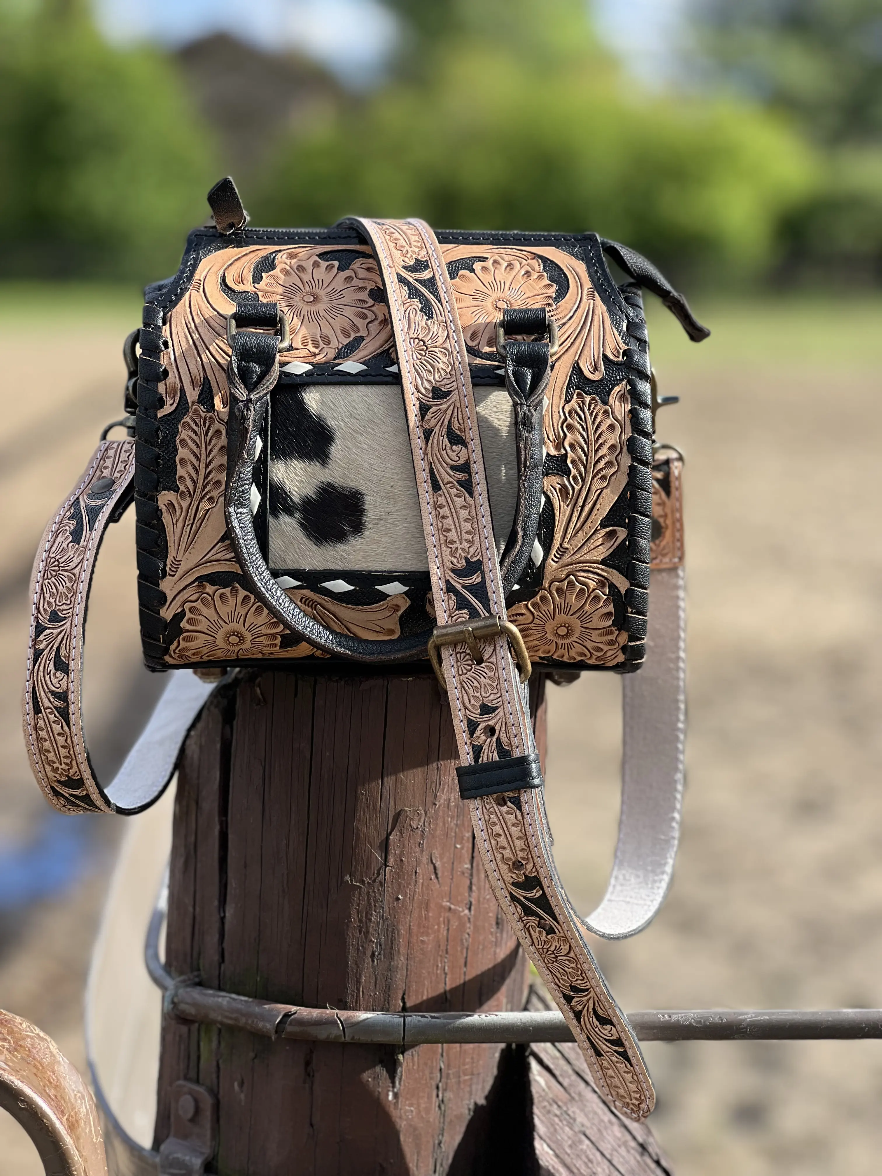 Tooled Cowhide Speedy Purse
