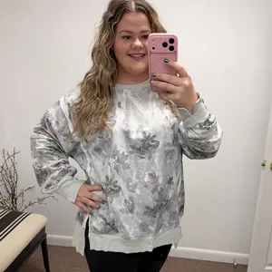 Camouflage Sweatshirt Raw Hem