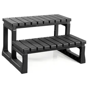 VEVOR Hot Tub Steps, 2-Step Spa Outdoor Stairs, Heavy Duty 23.6 inch Wide PP Above-Ground/Inflatable Pool Ladder with 320 lbs Weight Capacity, Multi-Use for Porch, Patio, Deck, Campers, Black